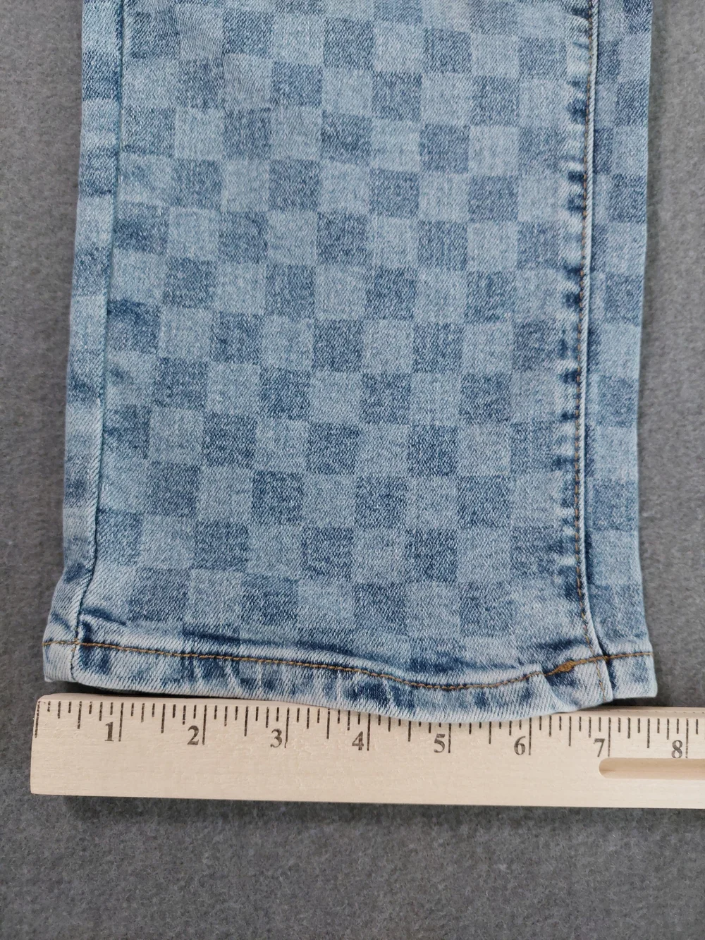 Almost Famous Checkered Straight Leg Jeans Blue Checkerboard Size 0